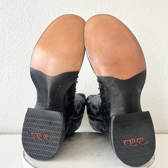 NEW Rod Patrick Mens Cowboy Boots 13.5AA Black Ostrich Leather Western Round Toe - Picture 8 of 12